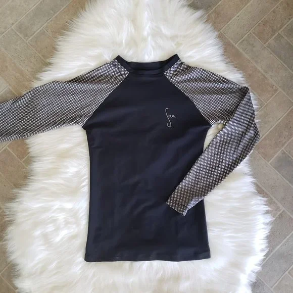 SOLD Seea Womens Top XS Doheny Rash Guard Black Colorblock Raglan Sleeve NEW - Picture 1 of 13